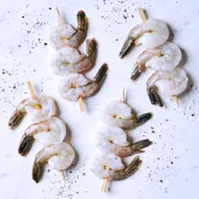 Raw shrimp skewer